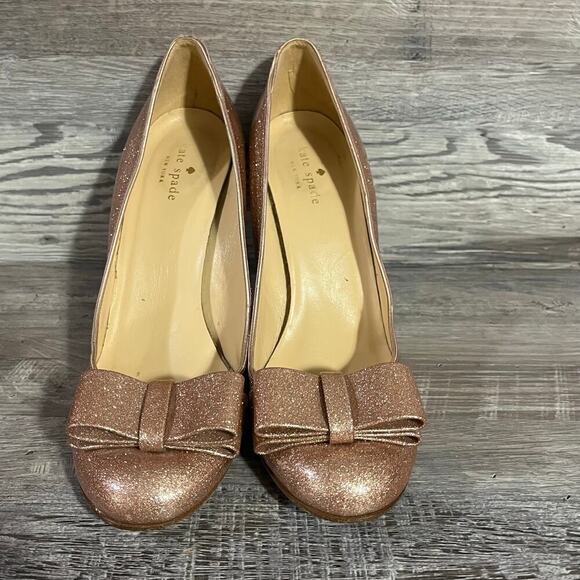 Kate Spade Womens Krysta Bow Pump Pink Glitter Patent Leather Heels 9 - Picture 9 of 15